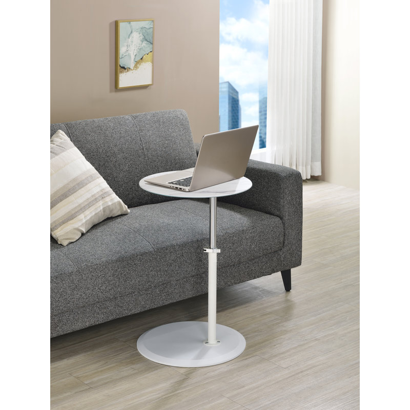 Top End Table, White, White