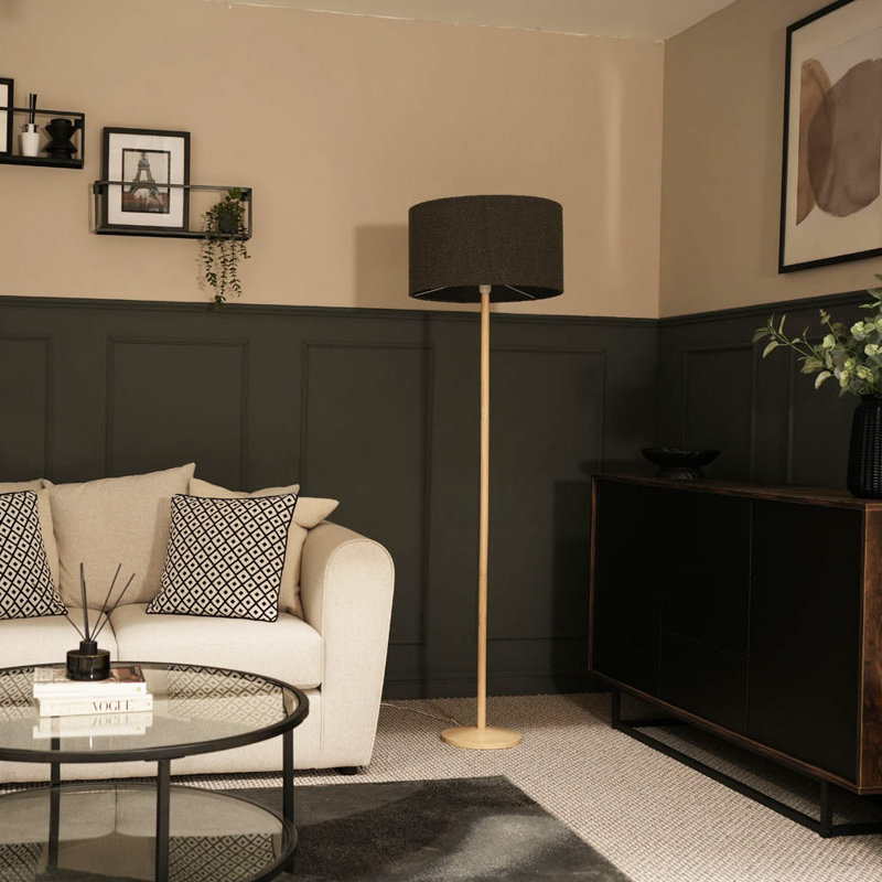 Monhollan 140cm Traditional Floor Lamp Set, Charcoal, No