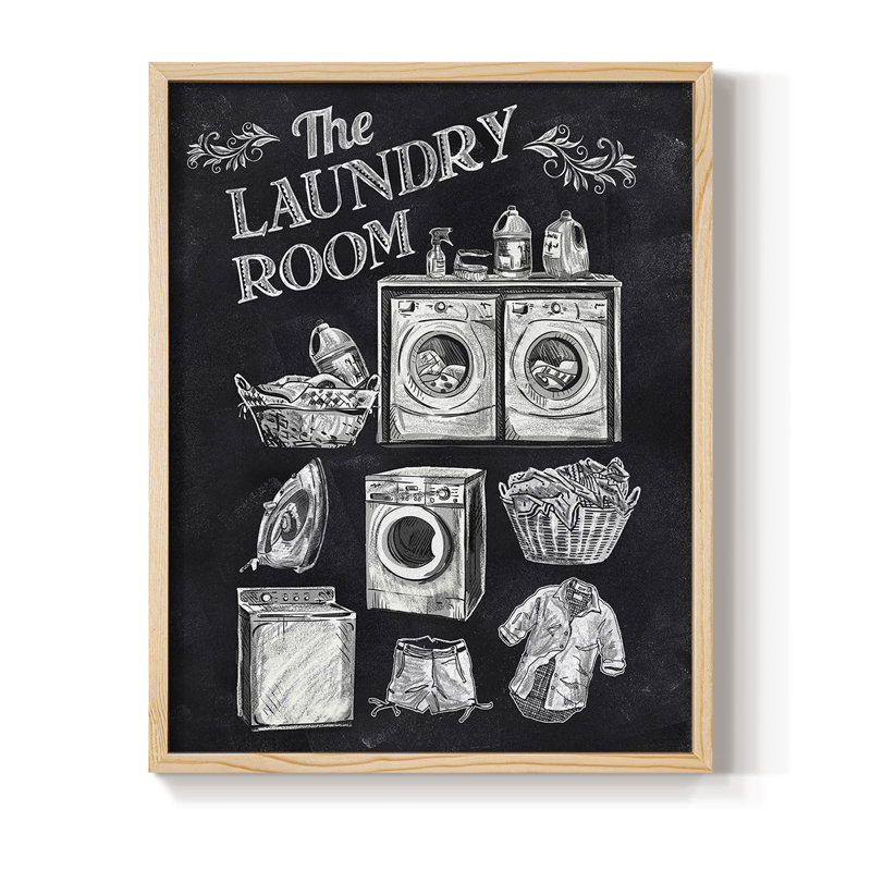 Laundry Room, reproduction encadrée - bois massif, Naturel, H 11 po x l 9 po