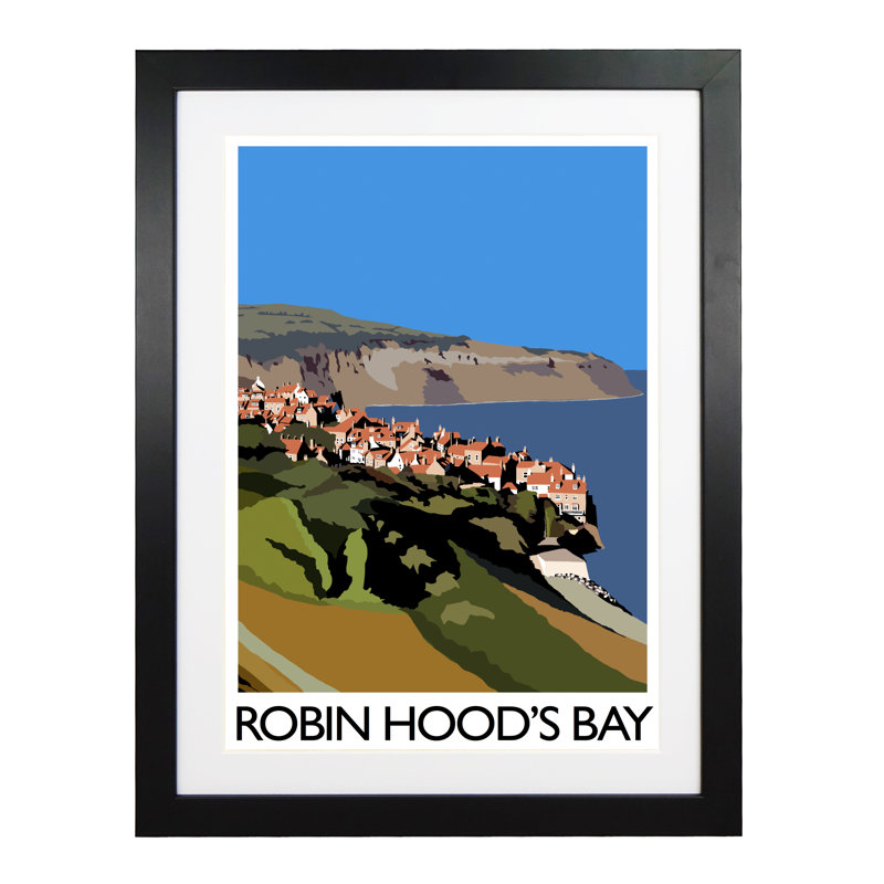 'Robin Hoods Bay' by Richard O'Neil - Print, 43.5 cm H x 33.5 cm W x 2.2 cm D, Black Wood Frame