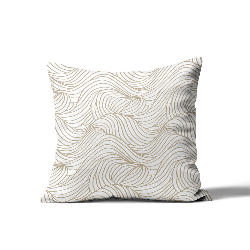 Barnon Abstract Outdoor Reversible Throw Pillow, Beige, 16"H x 16"W