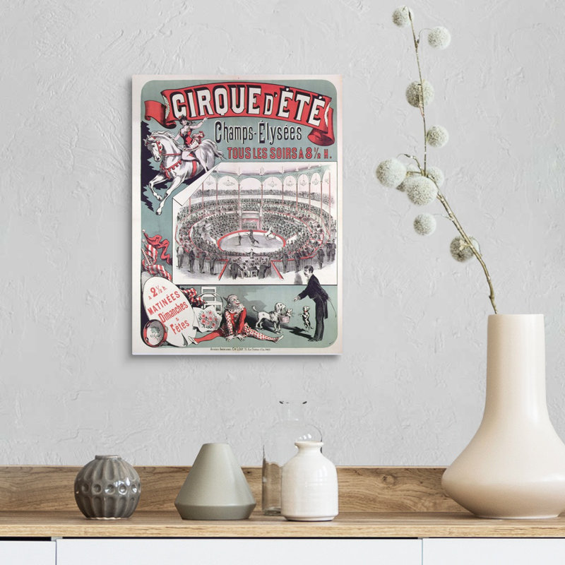 Affiche sur toile imprimée sur toile «Cirque d'Ete», vers 1880, Toile tendue, H 16 po x l 12 po x P 1,25 po