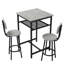 Table de bar et tabouret gris 3 pièces, cloison, matériaux, facile à nettoyer dans des appartements de 3, couleur, 2 tabourets avec, pliable pour plus d'espace