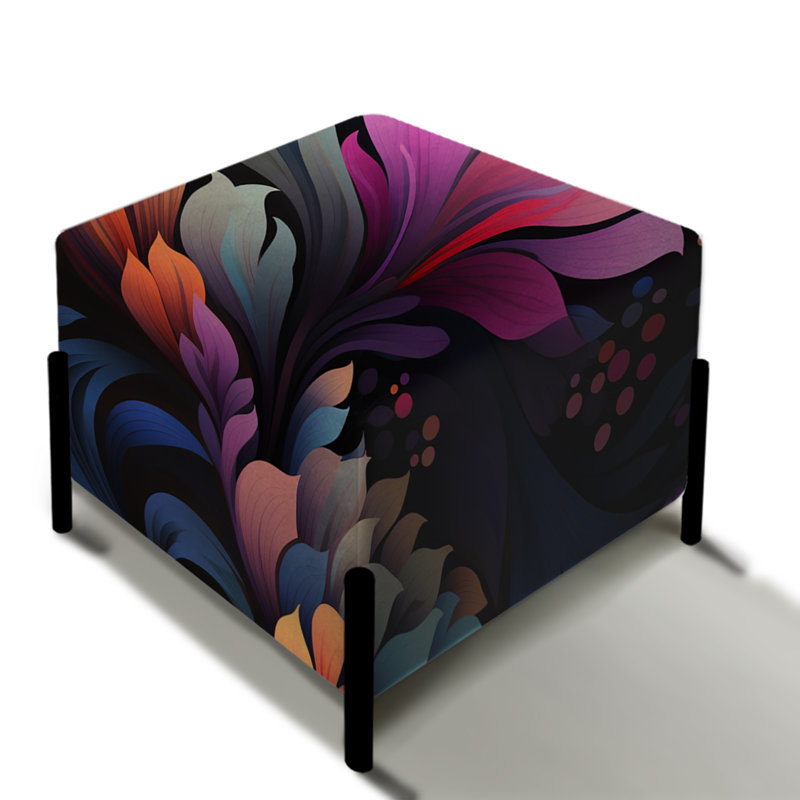 Multicolore futuriste damassé Nexus - Repose-pieds carré floral