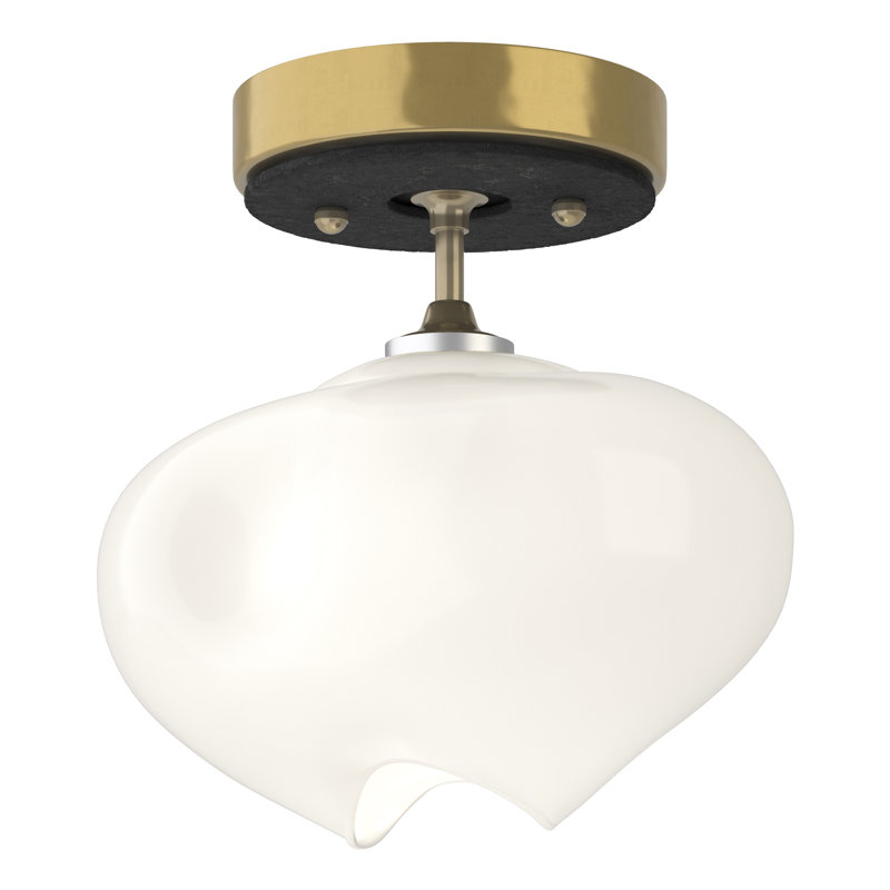 Ume Frosted Glass 1 - Light Semi Flush Mount, Black, Modern Brass
