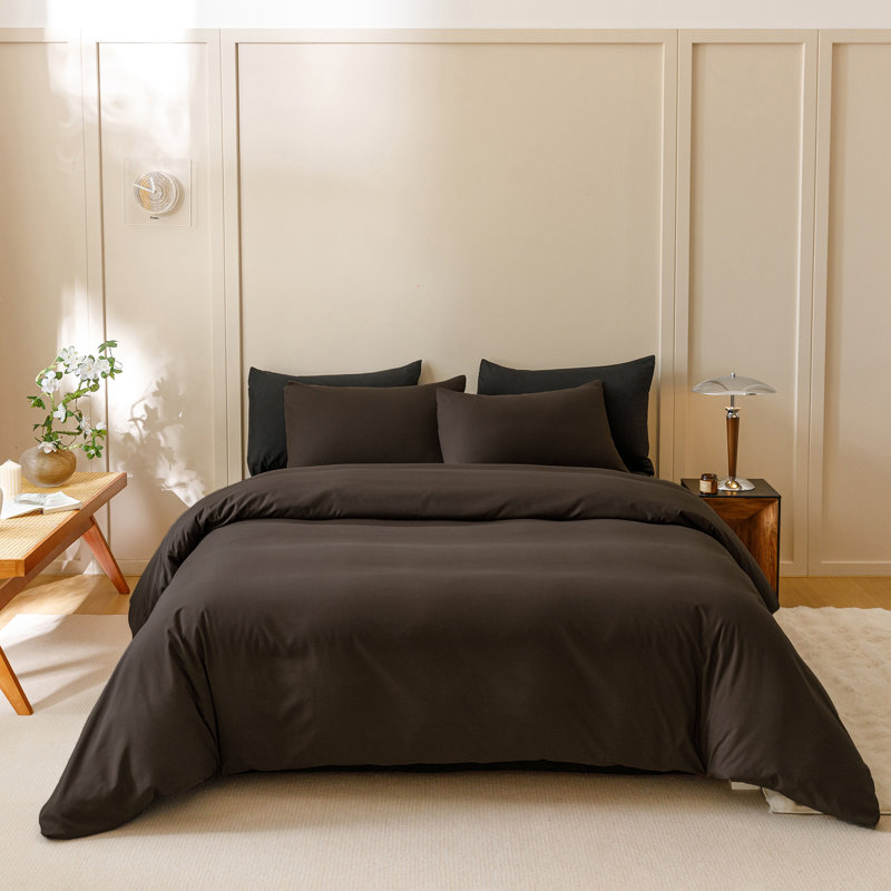 Solid Color Comforter Dark Color 3 PCs Bedding Set Deep Color Bed Comforter Set, Full Comforter + 2 Standard Pillowcases