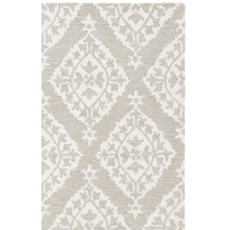 Salerna Micro-Loop Hand Tufted Wool Damask Rug, Rectangle 5' x 8'