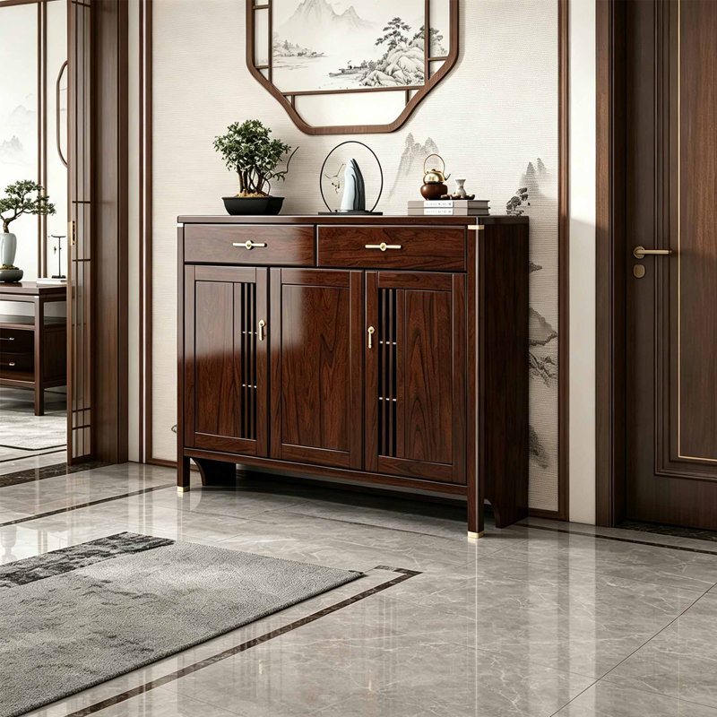 Chinese style multi-layer shoe cabinet, 39.37" H x 55.12" W x 13.78" D