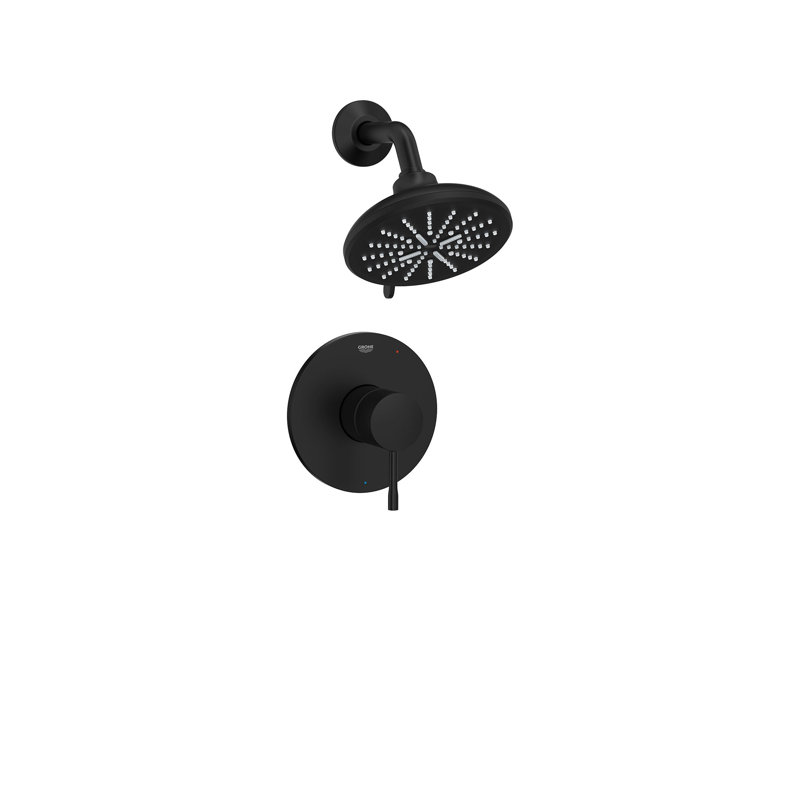 Essence Shower Faucet with Rough-in Valve, Matte Black