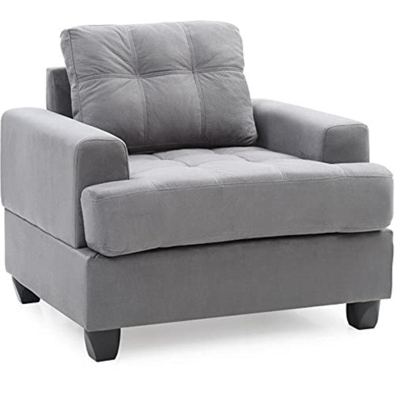 Gilmore 38" Wide Tufted Armchair, Gray Microfiber / Microsuede
