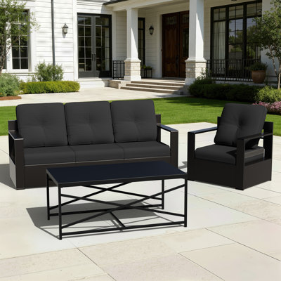 Ensemble de coussins de siège d'extérieur à assise profonde et coussins de dossier, coussins de remplacement en tissu d'oléfine résistants à la décoloration pour la pelouse de jardin, disponibles en beige, bleu marine, rouge, orange, vert et noir