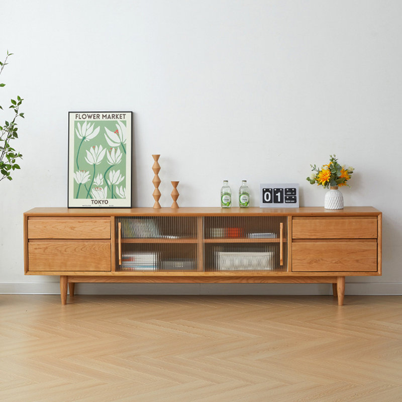 Meuble télé moderne et minimaliste avec rangement, H 21,65 po x L 94,49 po x l 15,75 po