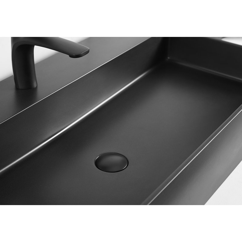 Serene Valley 18.9'' Solid Surface Square Bathroom Sink, Black