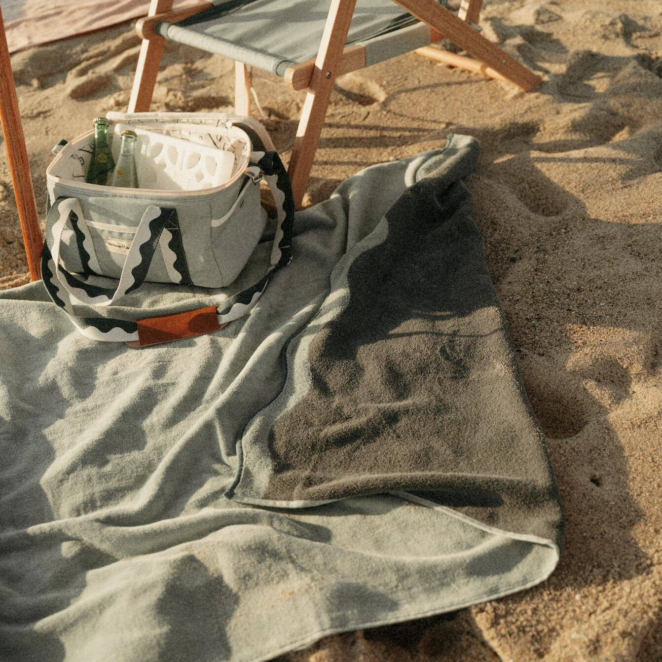 Cotton Terrycloth Beach Towel, Rivie Green