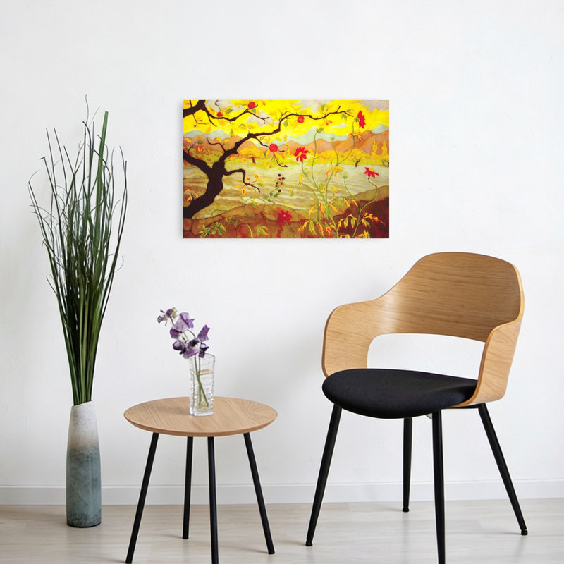Pommier avec fruit, paysage d'automne traditionnel classique, reproduction d'art mural, H 16 po x l 24 po