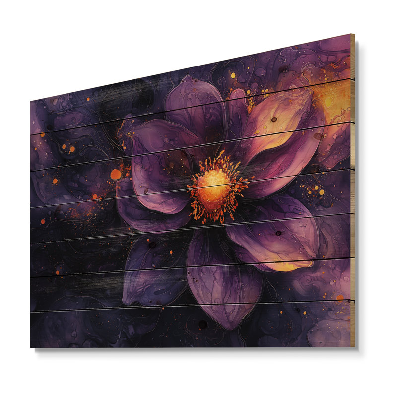Dahlia vif lavande Dreamscape II - impression sur bois de dahlia - sur bois de pin naturel, H 10 po x l 20 po x P 0,78 po