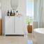 Panier à linge incliné avec panier amovible, panier à linge caché, armoire de rangement pour panier de salle de bain, organisateur de maison autoportant, blanc
