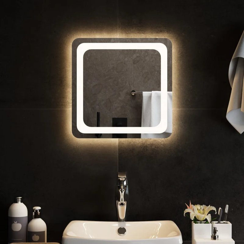 Kaleek Flat Wall Mirror, 40 cm H x 40 cm W