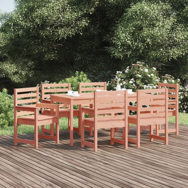 Yula 6 - Person Patio Dining Set with Rectangular Table, Natural Douglas