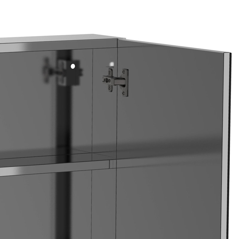 Armoire à pharmacie avec cadre en acier inoxydable pour salle de bain 24 po x 26 po, rangement mural avec portes doubles, argent