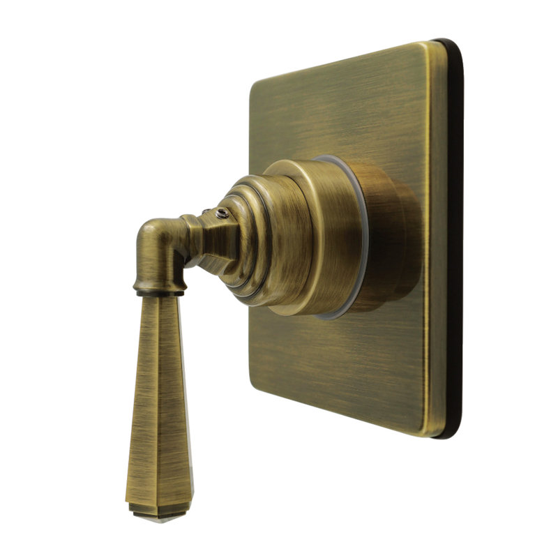 Kingston Brass Metropolitan Single-Handle Wall Mount Six-Way Diverter Valve with Trim Kit, Antique Brass