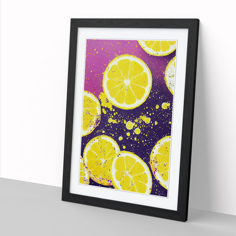 Tuveson Lemon Fruit Splatter - Framed Print, Black, 34cm H x 25cm W x 1.99cm D