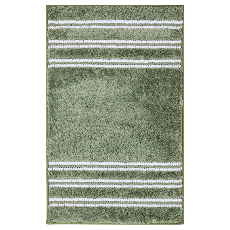 Tamitra Bath Mat, Sage Green Striped, Single- 80cm L x 50cm W