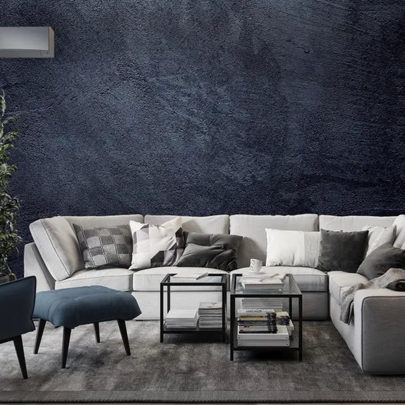Murale en béton texturé bleu marine, L 236 po x l 117,96 po