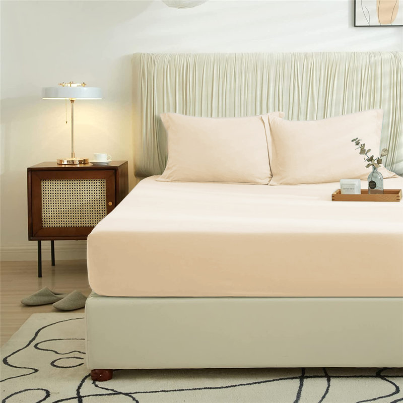 Super Soft Extra Deep Microfiber Brushed Fitted Sheet, Super King (6'), Cream
