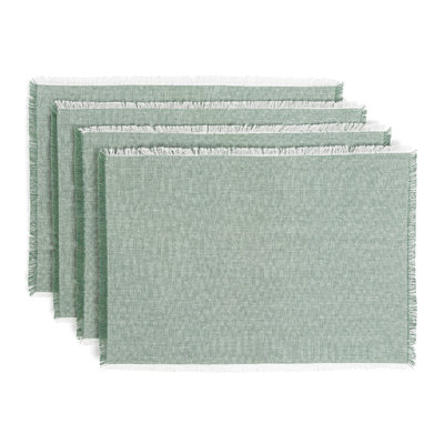over&back Woven Frayed Chambray Placemats, Set of 4