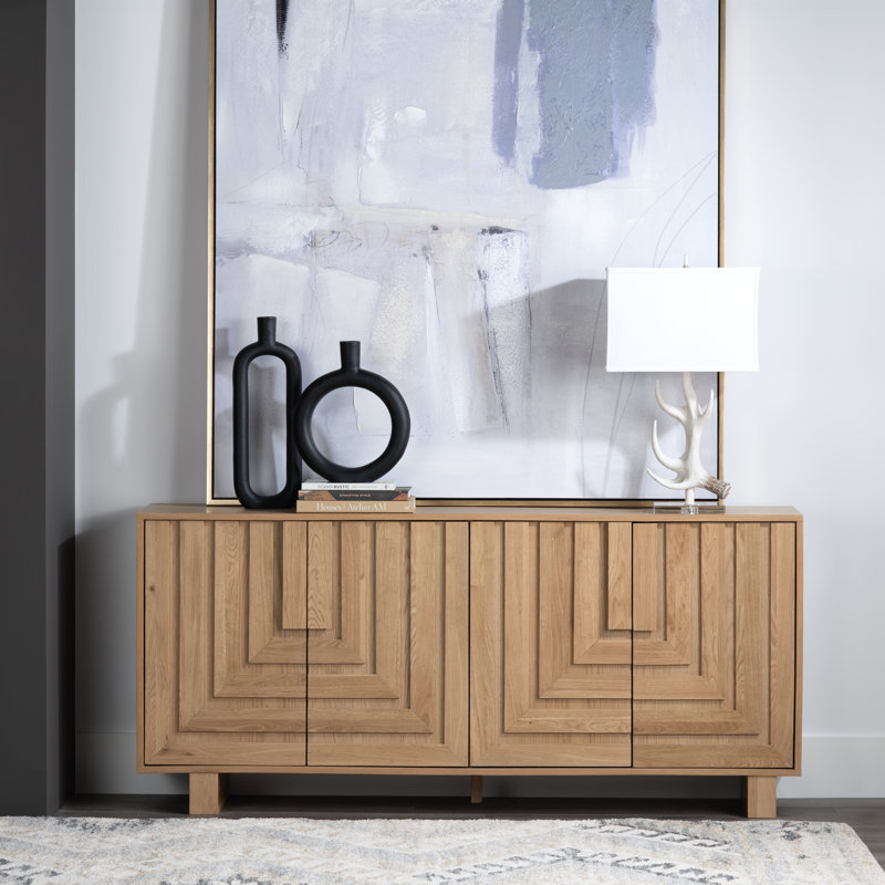 Arabella 74" Brown Solid Wood 4-Door Media Credenza_Sideboard