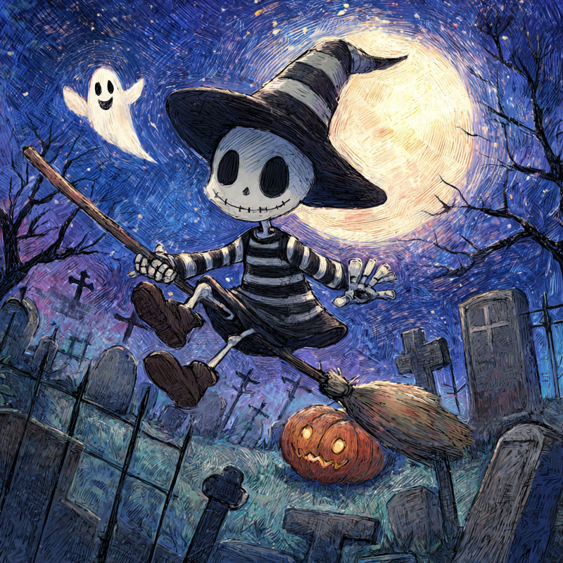 Art mural sur toile Moonlit Skeleton, H 30 po x l 30 po