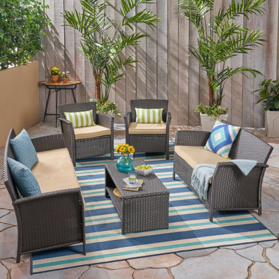 Woliung Outdoor 5 Piece Rattan Sofa Seating Group with Cushions by Winston Porter
