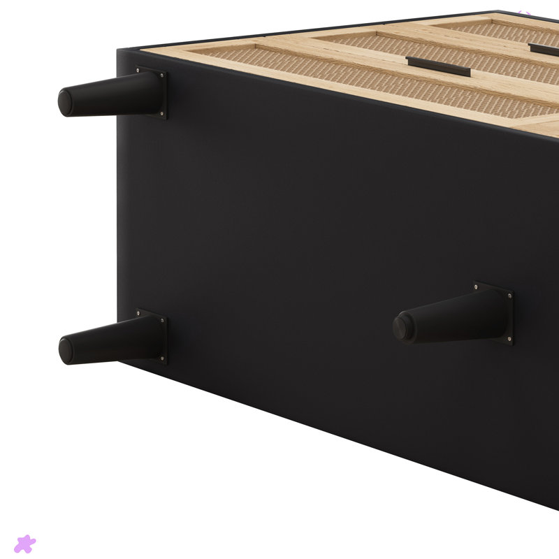 6-Drawers Rattan Storage Cabinet Rattan Drawer, Black, 29.53" H x 59.06" W x 15.75" D