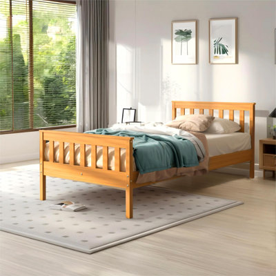 Mission Twin Solid Wood Platform Bed with Headboard & Footboard – FSC Certified Rubberwood, Farmhouse Style Bed Frame for Teens & Adults