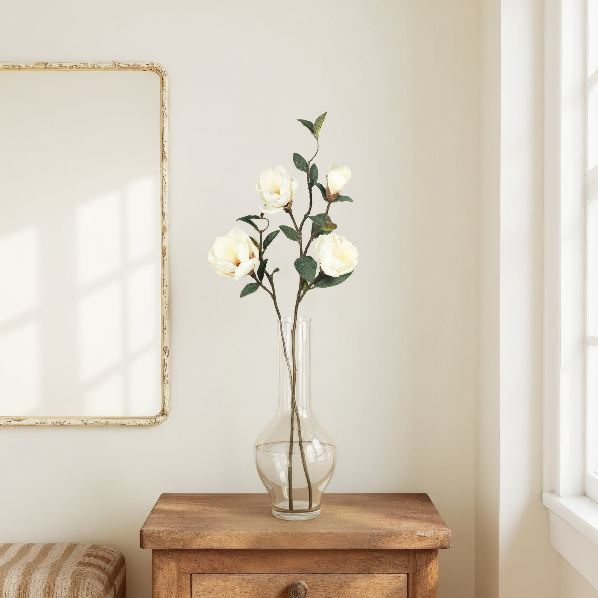 Magnolia Artificial floral Stem, Cream