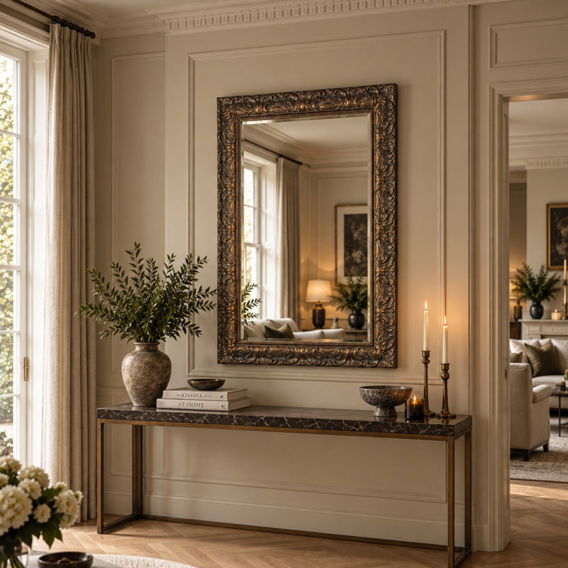 Resin Rectangle Wall Mirror, 92.5 cm H x 67 cm W, Gold