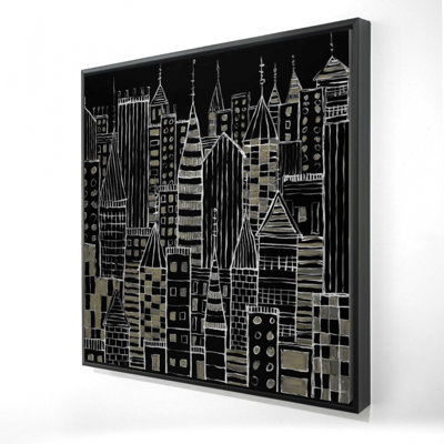 Toile illustrative ville sombre - Art mural encadré pour la décoration intérieure