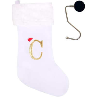 Bas de Noël monogrammés de 20 pouces avec lettres, bas de Noël super doux, bas de grand monogramme, bas de lettre rouge pour les Fêtes de Noël, cadeau de Noël…