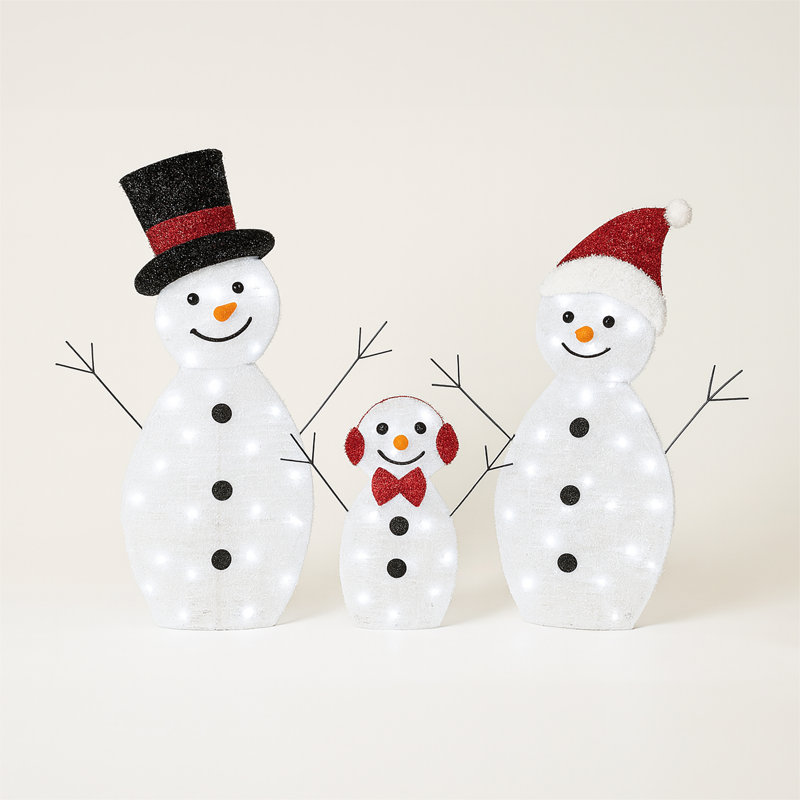 Festive Set of 3 Snowmen 80 Leds