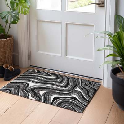 Premium Machine Washable Prisco Black Rug