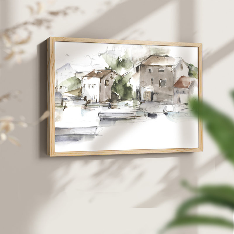 Serene Lakefront II -Framed Print - Restickable, H 8 po x l 10 po, Naturel