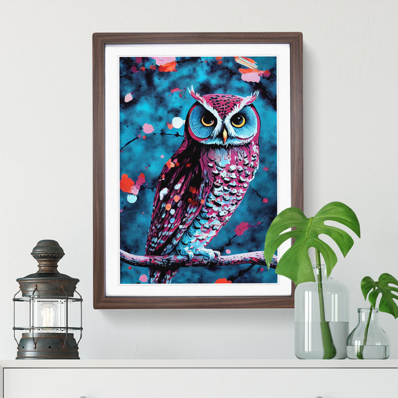 Owl in a Tree - Framed Print, 46cm H x 34cm W x 2cm D, Walnut