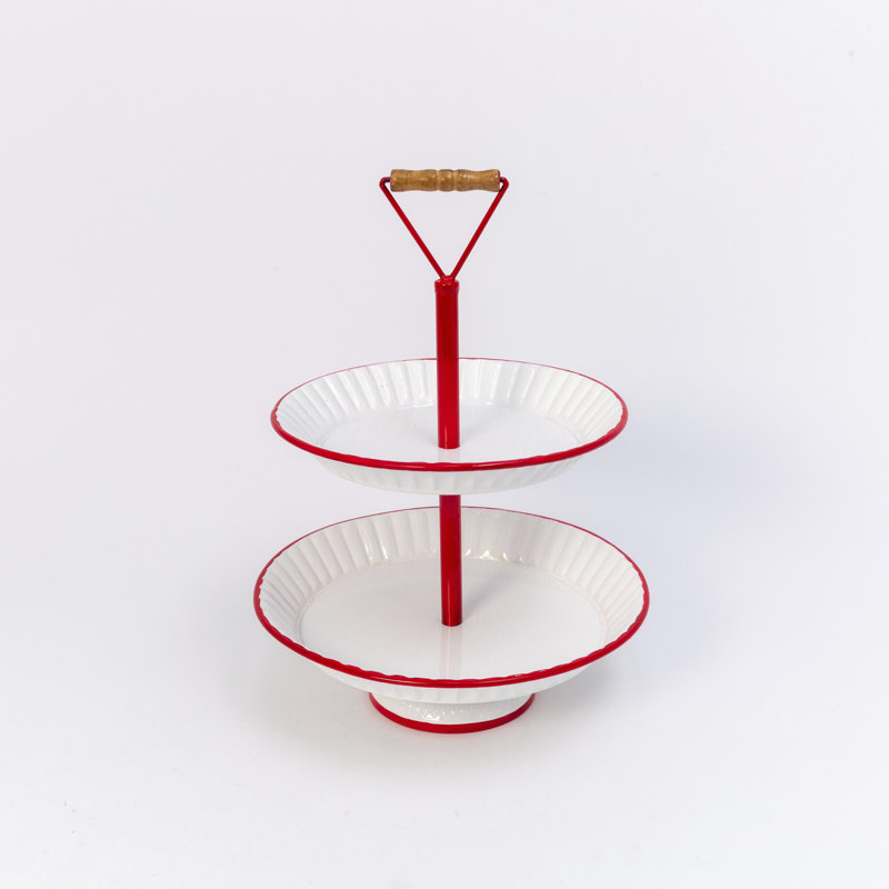19.3 in. Metal Two Tiered Serving Tray