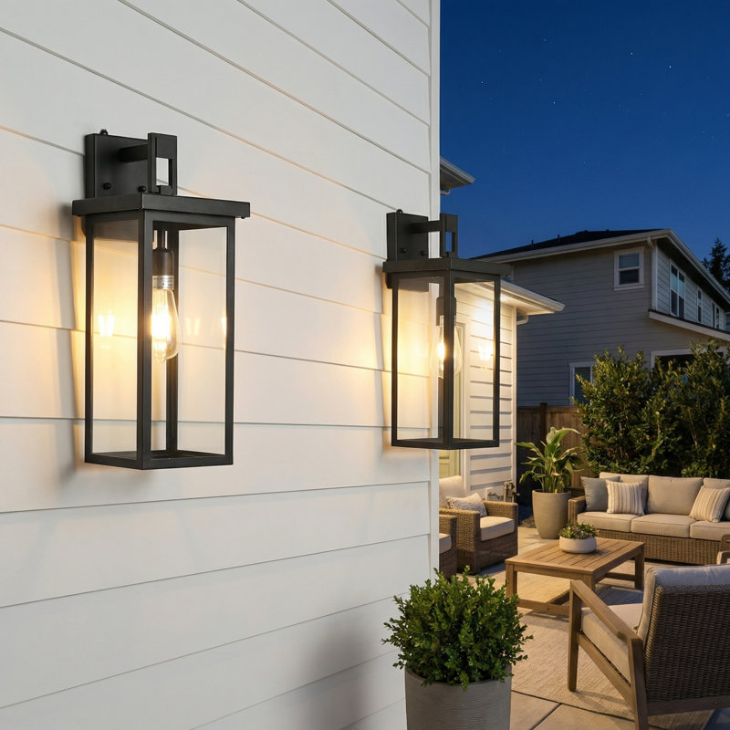Black Outdoor Wall Lanterns With Clear Glass
