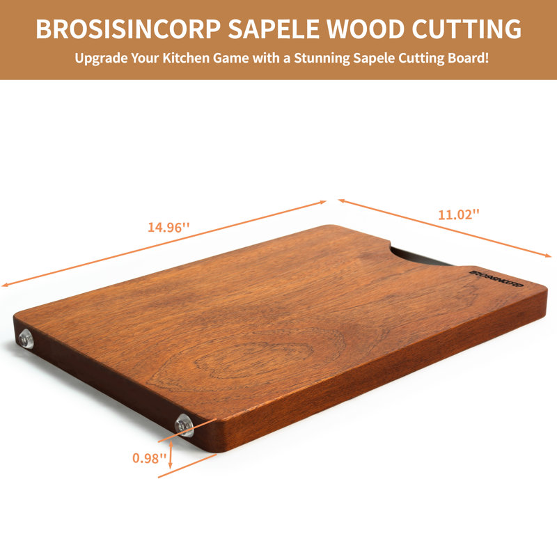 Vraie planche à découper en bois massif Sapele