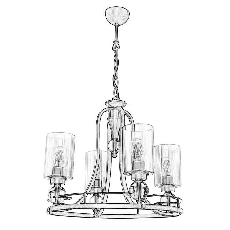 Elegant Modern Chandelier, Antiquation Finish, 19.7 x 19.7 inches | Durable Metal Body, Glass Cap, 4 x E27 Max 6W Sockets | Perfect for Glam, Industrial & Traditional Décor, IP20 Rated for Indoor Use
