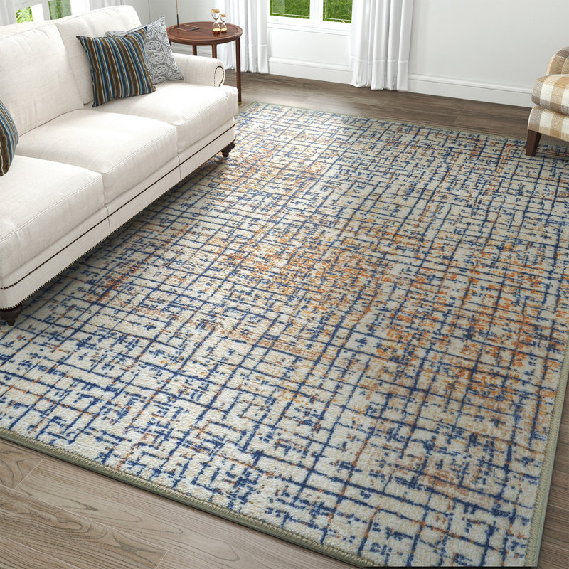 Tapis de style américain 700G tissé à motif quadrillé, Rectangle 5 pi x 7 pi