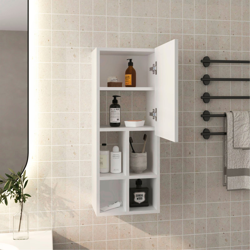 Wall Cabinet with Sink, 1 Door, 5 Shelves