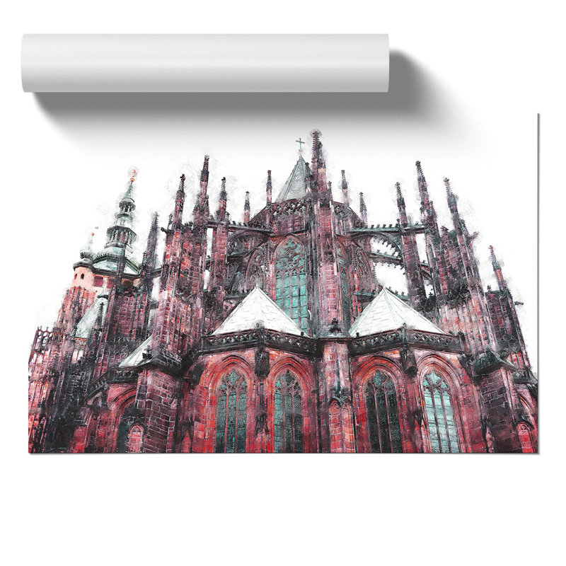Prague Castle in the Czech Republic Painting - Frameless Print, 21cm H x 30cm W x 0.1cm D